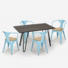 set tavolo 120x60cm 4 sedie Lix legno industriale wismar top light Stock