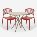 Ensemble Table Carrée 70x70cm Beige et 2 Chaises Intérieur Extérieur Jardin terrasse bar restaurant Design Magus Modèle