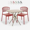 Ensemble Table Carrée 70x70cm Beige et 2 Chaises Intérieur Extérieur Jardin terrasse bar restaurant Design Magus Promotion