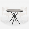 Set 2 Stühle modernes Design runder Tisch schwarz 80cm Gianum Dark Modell
