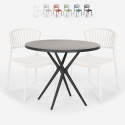 Set 2 Stühle modernes Design runder Tisch schwarz 80cm Gianum Dark Verkauf