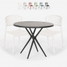 Set 2 Stühle modernes Design runder Tisch schwarz 80cm Gianum Dark Verkauf