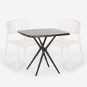 Set 2 Stühle quadratischer Tisch 70x70cm schwarz Außen Design Magus Dark Modell