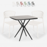 Set 2 Stühle quadratischer Tisch 70x70cm schwarz Außen Design Magus Dark Verkauf