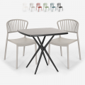 Set 2 Stühle quadratischer Tisch 70x70cm schwarz Außen Design Magus Dark Aktion