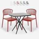 Set 2 sedie tavolo quadrato 70x70cm nero design esterno Magus Dark Sconti