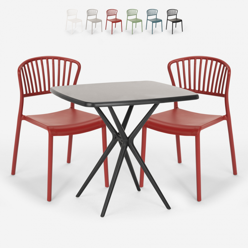 Set 2 sedie tavolo quadrato 70x70cm nero design esterno Magus Dark Sconti Set 2 sedie tavolo quadrato 70x70cm nero design esterno Magus Dark Sconti