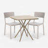Ensemble 2 Chaises et 1 Table Carrée Beige 70x70cm Polypropylène Design pour jardin terrasse bar restaurant Regas Caractéristiqu