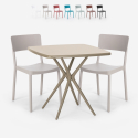 Ensemble 2 Chaises et 1 Table Carrée Beige 70x70cm Polypropylène Design pour jardin terrasse bar restaurant Regas Choix