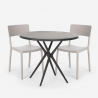 Set 80cm runder Tisch Schwarz, 2 moderne Design Stühle Aminos Dark Modell
