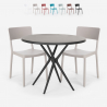 Set 80cm runder Tisch Schwarz, 2 moderne Design Stühle Aminos Dark Lagerbestand