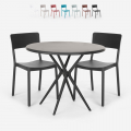 Set 80cm runder Tisch Schwarz, 2 moderne Design Stühle Aminos Dark Aktion