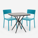 Ensemble Table Carrée 70x70cm Noire et 2 Chaises Extérieur Design pour jardin bar restaurant Regas Dark Achat