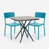 Ensemble Table Carrée 70x70cm Noire et 2 Chaises Extérieur Design pour jardin bar restaurant Regas Dark Achat