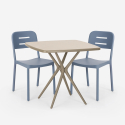 Ensemble Table Carrée Beige Polypropylène 70x70cm et 2 Chaises Design pour jardin restaurant bar Larum Catalogue