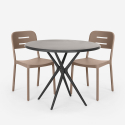 Set runder schwarzer Tisch 80cm 2 moderne Design Stühle Ipsum Dark Modell