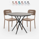Set runder schwarzer Tisch 80cm 2 moderne Design Stühle Ipsum Dark Lagerbestand