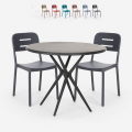 Set runder schwarzer Tisch 80cm 2 moderne Design Stühle Ipsum Dark Aktion
