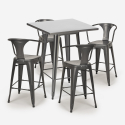 set bar cucina tavolino alto metallo 60x60cm 4 sgabelli bucket Acquisto