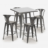 set bar cucina tavolino alto metallo 60x60cm 4 sgabelli bucket Acquisto