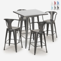 set bar cucina tavolino alto metallo 60x60cm 4 sgabelli bucket Saldi