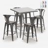 set bar cucina tavolino alto metallo 60x60cm 4 sgabelli bucket Saldi