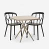 Set 2 sedie design polipropilene tavolo quadrato 70x70cm beige Saiku Catalogo