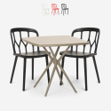 Set 2 sedie design polipropilene tavolo quadrato 70x70cm beige Saiku Vendita