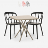 Set 2 sedie design polipropilene tavolo quadrato 70x70cm beige Saiku Vendita