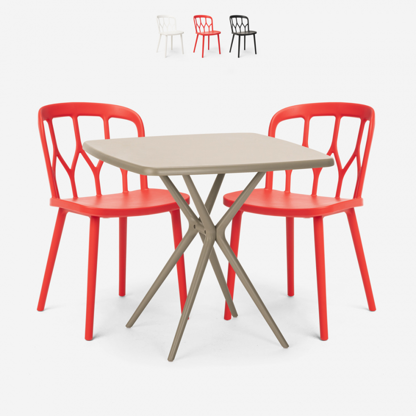 Ensemble 2 Chaises Design Polypropylène et 1 Table Carrée 70x70cm Beige Jardin Bar Restaurant Saiku Offre Ensemble 2 Chaises Design Polypropylène et 1 Table Carrée 70x70cm Beige Jardin Bar Restaurant Saiku Offre