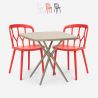 Ensemble 2 Chaises Design Polypropylène et 1 Table Carrée 70x70cm Beige Jardin Bar Restaurant Saiku Offre