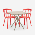 Ensemble 2 Chaises Design Polypropylène et 1 Table Carrée 70x70cm Beige Jardin Bar Restaurant Saiku Choix