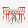 Ensemble 2 Chaises Design Polypropylène et 1 Table Carrée 70x70cm Beige Jardin Bar Restaurant Saiku Choix