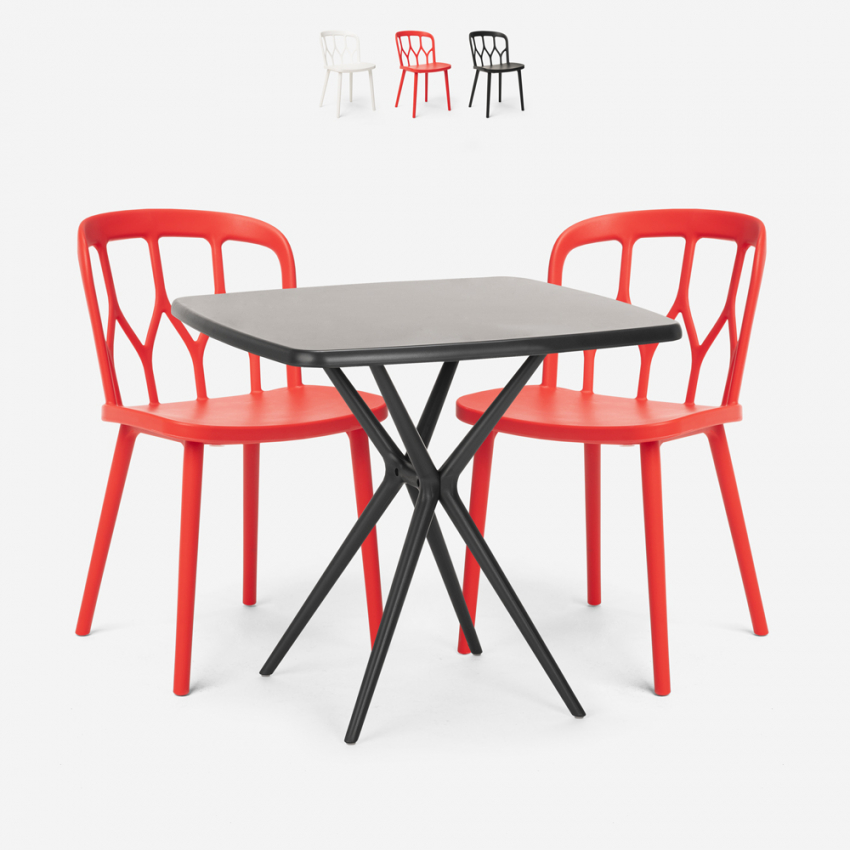 Ensemble Table Carrée Noire 70x70cm et 2 Chaises Extérieur Jardin Restaurant Bar Design Saiku Dark Offre Ensemble Table Carrée Noire 70x70cm et 2 Chaises Extérieur Jardin Restaurant Bar Design Saiku Dark Offre