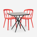 Set tavolo quadrato nero 70x70cm 2 sedie esterno design Saiku Dark Stock