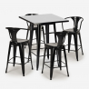  set hoher tisch 60x60cm 4 metallhocker schwarz bar küche bucket black Preis