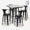  set hoher tisch 60x60cm 4 metallhocker schwarz bar küche bucket black Rabatte