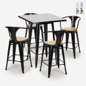 set tavolino nero 60x60cm industriale 4 sgabelli bucket black top light Vendita