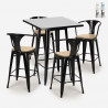 set tavolino nero 60x60cm industriale 4 sgabelli bucket black top light Vendita