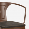 set tavolino alto industriale 60x60cm 4 sgabelli legno metallo bucket wood 
