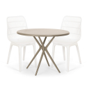 Set 2 Stühle runder Tisch 80cm beige modernes Design Außen Bardus Katalog