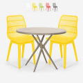 Set 2 Stühle runder Tisch 80cm beige modernes Design Außen Bardus Aktion
