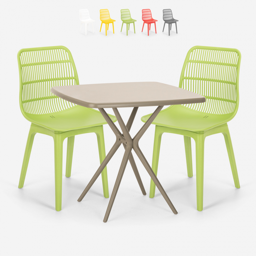 Ensemble 2 Chaises Polypropylène et 1 Table Carrée Beige 70x70cm jardin Cuisine Restaurant Design Cevis Ensemble 2 Chaises Polypropylène et 1 Table Carrée Beige 70x70cm jardin Cuisine Restaurant Design Cevis