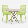 Ensemble 2 Chaises Polypropylène et 1 Table Carrée Beige 70x70cm jardin Cuisine Restaurant Design Cevis 