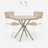 Ensemble 2 Chaises et 1 Table Carrée Beige 70x70cm Polypropylène Jardin Bar Extérieur Clue Promotion