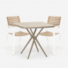 Ensemble 2 Chaises et 1 Table Carrée Beige 70x70cm Polypropylène Jardin Bar Extérieur Clue Remises