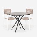 Set tavolo quadrato nero 70x70cm 2 sedie design moderno Clue Dark Saldi