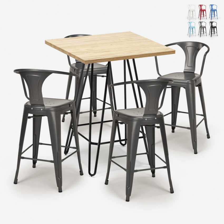 set 4 hocker tisch 60x60cm holz bar küche mason Rabatte set 4 hocker tisch 60x60cm holz bar küche mason Rabatte
