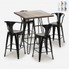 set cucina bar tavolino legno industriale 60x60cm 4 sgabelli mason noix Vendita