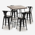 set cucina bar tavolino legno industriale 60x60cm 4 sgabelli mason noix Modello